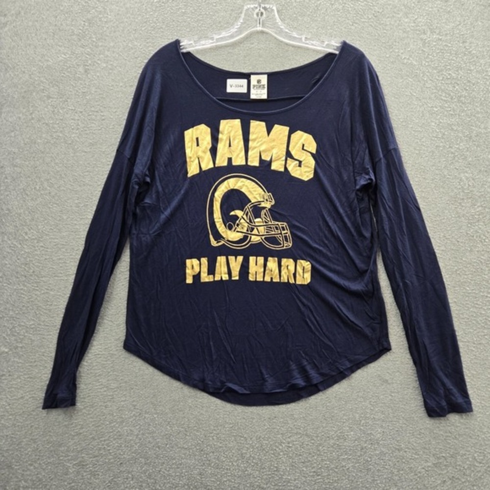 St Louis Rams Women Top Small Blue Shirt Logo Graphic Pink Victorias Secret‎